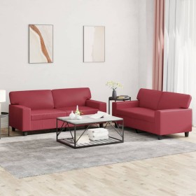 Juego de sofás 2 piezas cuero sintético rojo tinto de , Sofás - Ref: Foro24-3201917, Precio: 534,00 €, Descuento: %