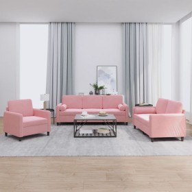 Juego de sofás con cojines 3 piezas terciopelo rosa de , Sofás - Ref: Foro24-3201957, Precio: 761,24 €, Descuento: %
