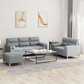 Juego de sofás con cojines 3 piezas tela gris claro de , Sofás - Ref: Foro24-3201624, Precio: 557,02 €, Descuento: %