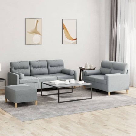 Juego de sofás con cojines 3 piezas tela gris claro de , Sofás - Ref: Foro24-3201624, Precio: 557,02 €, Descuento: %