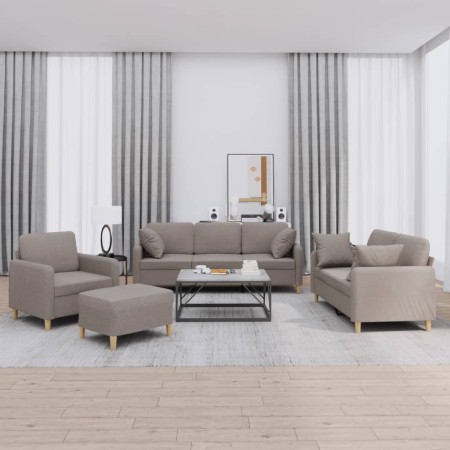 Juego de sofás con cojines 4 piezas tela gris taupe de , Sofás - Ref: Foro24-3202085, Precio: 693,12 €, Descuento: %
