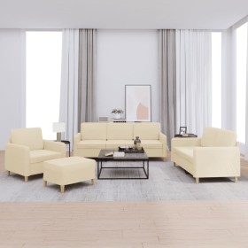 Juego de sofás con cojines 4 piezas tela crema de , Sofás - Ref: Foro24-3202064, Precio: 649,39 €, Descuento: %