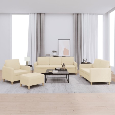 Juego de sofás con cojines 4 piezas tela crema de , Sofás - Ref: Foro24-3202064, Precio: 649,39 €, Descuento: %