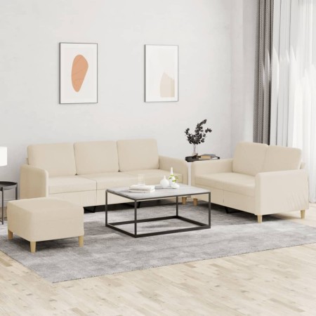 Juego de sofás con cojines 3 piezas tela crema de , Sofás - Ref: Foro24-3202128, Precio: 517,49 €, Descuento: %