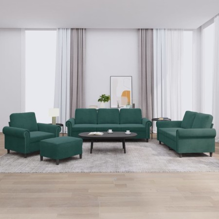 Juego de sofás con cojines 4 piezas terciopelo verde oscuro de , Sofás - Ref: Foro24-3202182, Precio: 845,41 €, Descuento: %