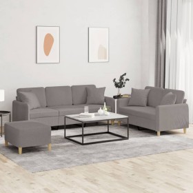 Juego de sofás con cojines 3 piezas tela gris taupe de , Sofás - Ref: Foro24-3202149, Precio: 549,36 €, Descuento: %