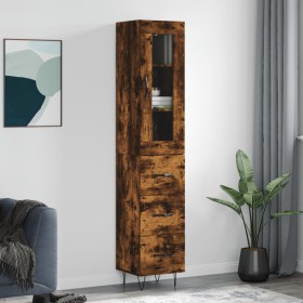 Aparador de madera contrachapada roble ahumado 34,5x34x180 cm de , Aparadores - Ref: Foro24-3199270, Precio: 110,38 €, Descue...