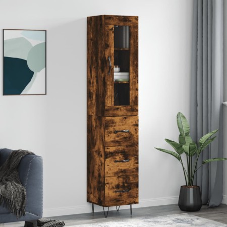 Aparador de madera contrachapada roble ahumado 34,5x34x180 cm de , Aparadores - Ref: Foro24-3199270, Precio: 110,38 €, Descue...