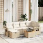 Set sofás de jardín 7 piezas y cojines ratán sintético beige en Conjuntos de jardín | Comprar online en Foru.es