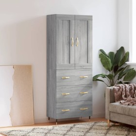 Aparador alto madera contrachapada gris sonoma 69,5x34x180 cm de , Aparadores - Ref: Foro24-3199735, Precio: 171,13 €, Descue...