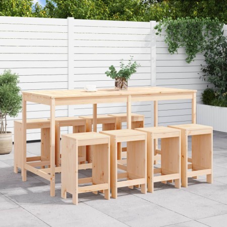 Set de mesa y taburetes altos jardín 9 pzas madera maciza pino de , Conjuntos de jardín - Ref: Foro24-3157757, Precio: 528,65...