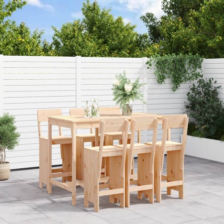 Set de mesa y taburetes altos jardín 7 pzas madera maciza pino de , Conjuntos de jardín - Ref: Foro24-3157811, Precio: 466,25...