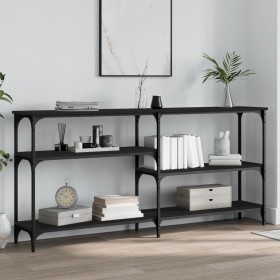 Mesa consola madera de ingeniería negra 160x29x75 cm de , Mesas auxiliares - Ref: Foro24-834085, Precio: 79,39 €, Descuento: %