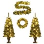 Árboles de Navidad artificiales 2 uds corona, guirnalda y LED de , Arboles de navidad - Ref: Foro24-344648, Precio: 113,57 €,...
