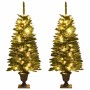 Árboles de Navidad artificiales 2 uds corona, guirnalda y LED de , Arboles de navidad - Ref: Foro24-344648, Precio: 113,57 €,...