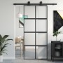 Puerta corredera vidrio templado y aluminio negra 90x205 cm de , Puertas para el hogar - Ref: Foro24-155223, Precio: 199,77 €...