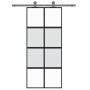 Puerta corredera vidrio templado y aluminio negra 90x205 cm de , Puertas para el hogar - Ref: Foro24-155223, Precio: 199,77 €...