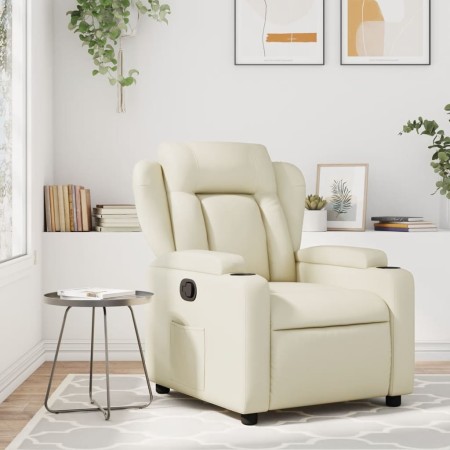 Sillón reclinable de cuero sintético crema de , Sillones - Ref: Foro24-372428, Precio: 204,01 €, Descuento: %