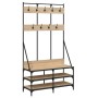 Perchero con zapatero roble Sonoma 100x40x184 cm de , Organizadores de vestidores y perchas de barra - Ref: Foro24-837838, Pr...