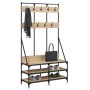 Perchero con zapatero roble Sonoma 100x40x184 cm de , Organizadores de vestidores y perchas de barra - Ref: Foro24-837838, Pr...