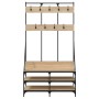 Perchero con zapatero roble Sonoma 100x40x184 cm de , Organizadores de vestidores y perchas de barra - Ref: Foro24-837838, Pr...