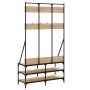 Perchero con zapatero roble Sonoma 100x40x184 cm de , Organizadores de vestidores y perchas de barra - Ref: Foro24-837838, Pr...