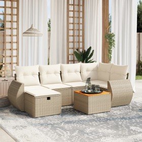 Set sofás de jardín 7 piezas y cojines ratán sintético beige en Conjuntos de jardín | Comprar online en Foru.es