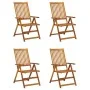 Sillas de jardín reclinables 4 uds madera maciza acacia cojines de vidaXL, Sillas de jardín - Ref: Foro24-3065354, Precio: 34...