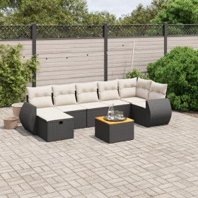Set de sofás de jardín 8 piezas y cojines ratán sintético negro en Conjuntos de jardín | Comprar online en Foru.es