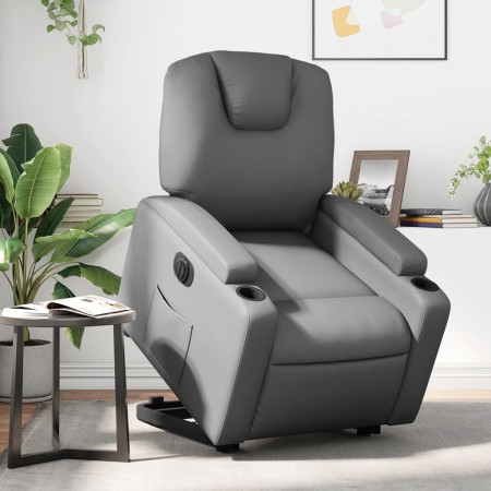 Sillón reclinable elevable eléctrico de cuero sintético gris de , Sillones - Ref: Foro24-3204447, Precio: 357,56 €, Descuento: %