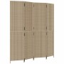 Biombo de 4 paneles ratán sintético beige de , Divisores de ambientes - Ref: Foro24-365363, Precio: 239,22 €, Descuento: %