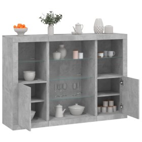 Aparador con luz LED 3 pzas madera de ingeniería gris hormigón de , Aparadores - Ref: Foro24-3209131, Precio: 201,60 €, Descu...