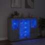Aparador con luz LED 3 pzas madera de ingeniería gris hormigón de , Aparadores - Ref: Foro24-3209131, Precio: 201,60 €, Descu...