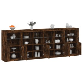 Aparador con luces LED roble ahumado 283x37x100 cm de , Aparadores - Ref: Foro24-3209167, Precio: 467,50 €, Descuento: %