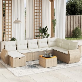Set de sofás de jardín 9 pzas con cojines ratán sintético beige en Conjuntos de jardín | Comprar online en Foru.es