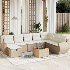 Set de sofás de jardín 9 pzas con cojines ratán sintético beige en Conjuntos de jardín | Comprar online en Foru.es