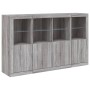 Aparador con luz LED 3 pzas madera de ingeniería gris Sonoma de , Aparadores - Ref: Foro24-3209119, Precio: 262,56 €, Descuen...