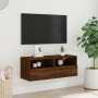 Mueble de pared TV madera ingeniería marrón roble 80x30x30 cm de , Muebles TV - Ref: Foro24-836880, Precio: 47,23 €, Descuent...