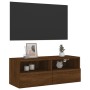 Mueble de pared TV madera ingeniería marrón roble 80x30x30 cm de , Muebles TV - Ref: Foro24-836880, Precio: 47,23 €, Descuent...