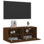 Mueble de pared TV madera ingeniería marrón roble 80x30x30 cm de , Muebles TV - Ref: Foro24-836880, Precio: 47,23 €, Descuent...