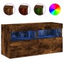 Mueble de TV de pared con luces LED roble ahumado 80x30x40 cm de , Muebles TV - Ref: Foro24-837205, Precio: 66,91 €, Descuent...