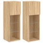 Muebles de TV con luces LED 2 uds roble Sonoma 30,5x30x90 cm de , Muebles TV - Ref: Foro24-837006, Precio: 114,18 €, Descuent...