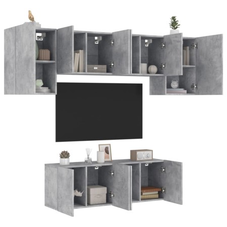 Muebles de TV de pared 6 pzas madera ingeniería gris hormigón de , Muebles TV - Ref: Foro24-3216442, Precio: 196,14 €, Descue...