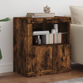 Aparador con luces LED roble ahumado 60,5x37x67 cm de , Aparadores - Ref: Foro24-836620, Precio: 88,08 €, Descuento: %