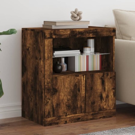 Aparador con luces LED roble ahumado 60,5x37x67 cm de , Aparadores - Ref: Foro24-836620, Precio: 88,08 €, Descuento: %