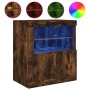 Aparador con luces LED roble ahumado 60,5x37x67 cm de , Aparadores - Ref: Foro24-836620, Precio: 88,08 €, Descuento: %