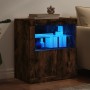 Aparador con luces LED roble ahumado 60,5x37x67 cm de , Aparadores - Ref: Foro24-836620, Precio: 88,08 €, Descuento: %
