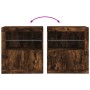 Aparador con luces LED roble ahumado 60,5x37x67 cm de , Aparadores - Ref: Foro24-836620, Precio: 88,08 €, Descuento: %