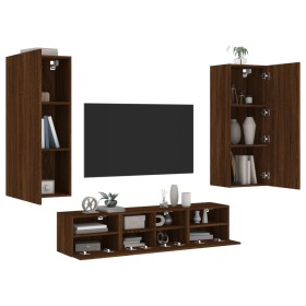 Muebles de TV de pared 5 pzas madera de ingeniería marrón roble de , Muebles TV - Ref: Foro24-3216545, Precio: 193,32 €, Desc...