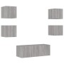 Muebles TV pared con LED 6 pzas madera ingeniería gris Sonoma de , Muebles TV - Ref: Foro24-3216816, Precio: 179,14 €, Descue...